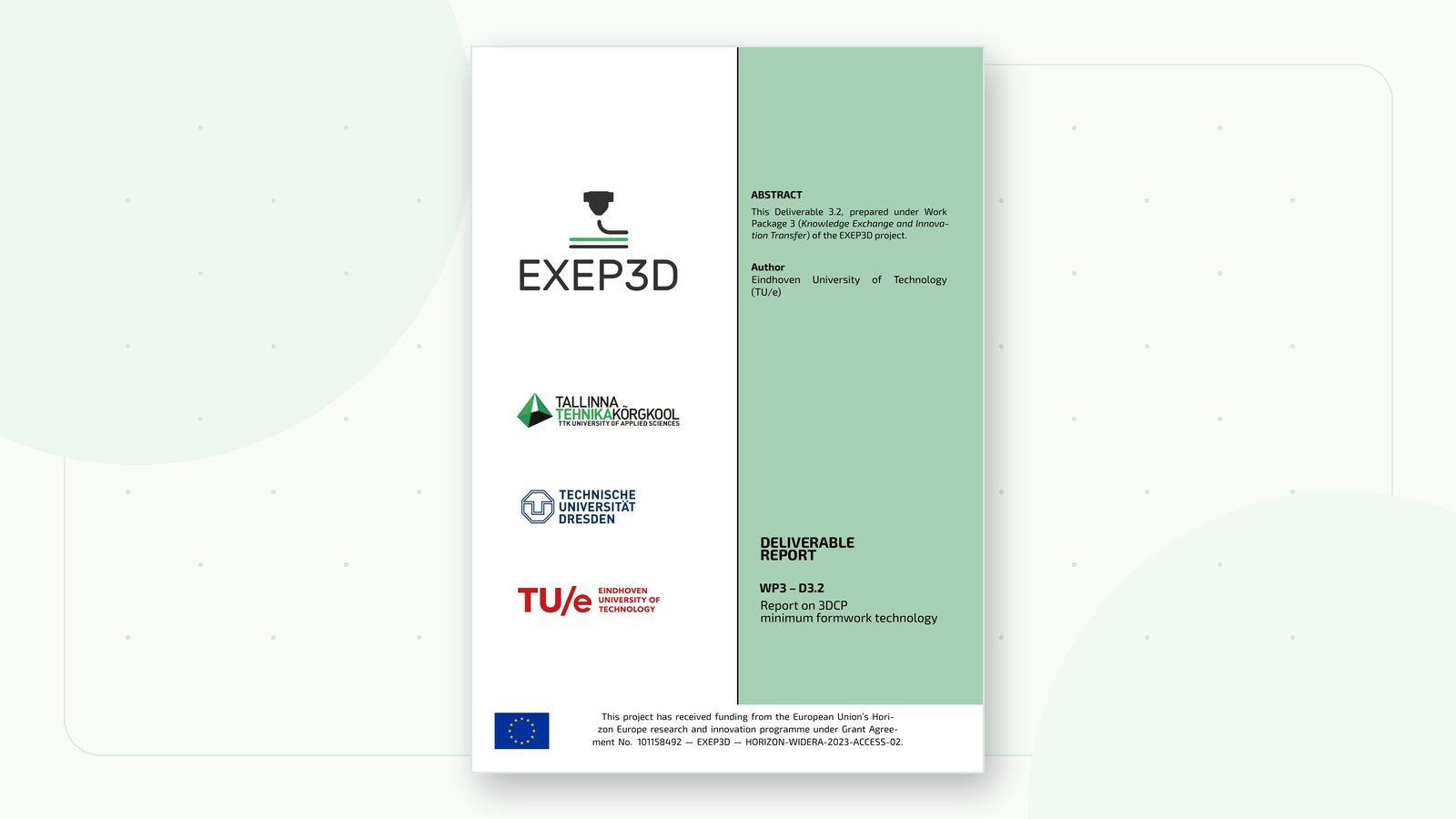 Report on 3DCP minimum formwork technology cover image
